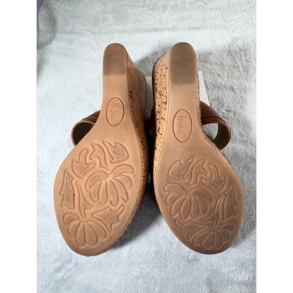 b.o.c. by Born Womens Brown Slide Sandals Wedge Heels Size 8M - Picture 7 of 16